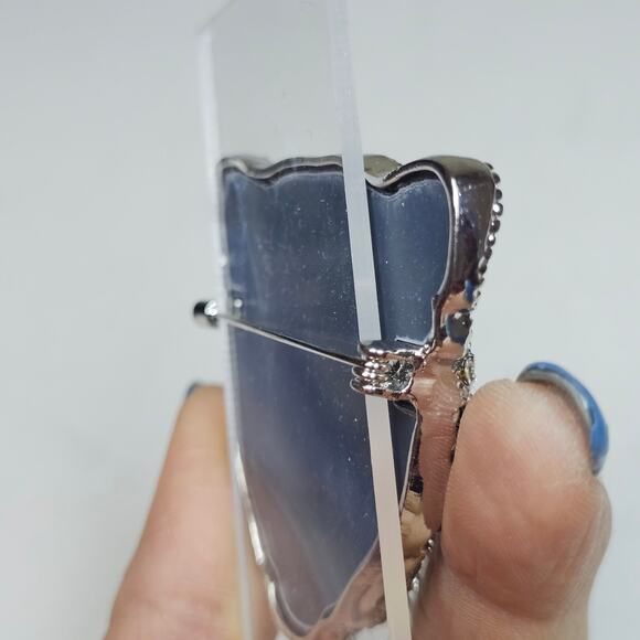 Crystal Tiger Rhinestones New Brouch in Silver n Black Metal. Mob wife. Gangster - Picture 11 of 12